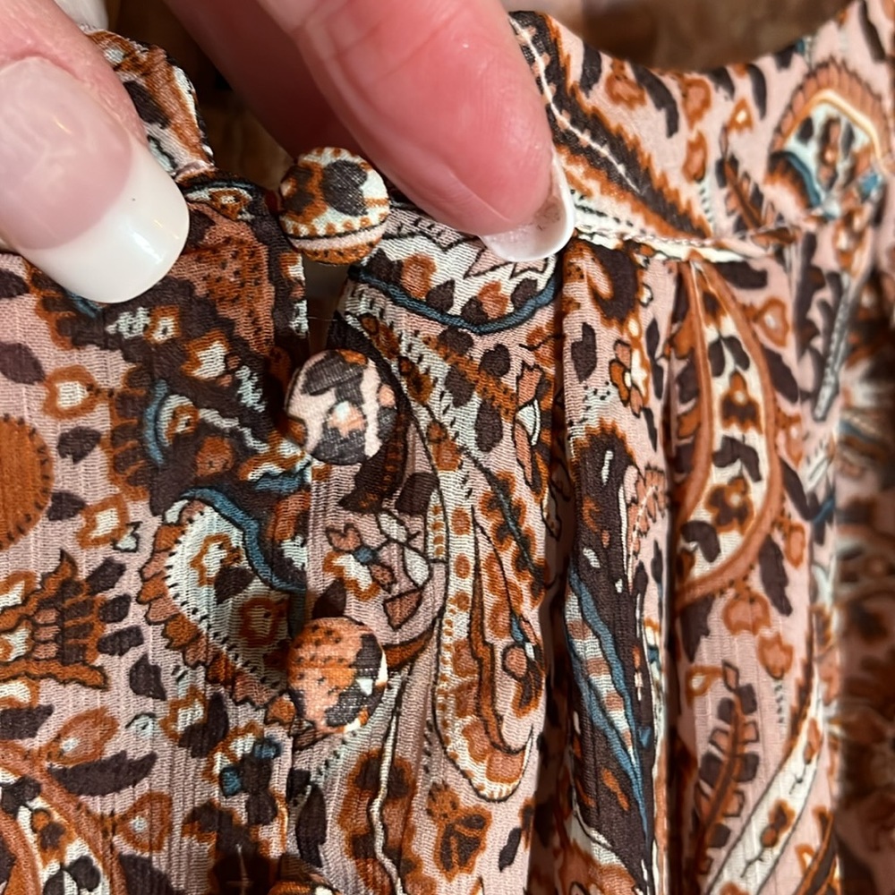 💙Rachel Zoe Multicolored Cuffed Sleeve Crop Blouse - Picture 4 of 5